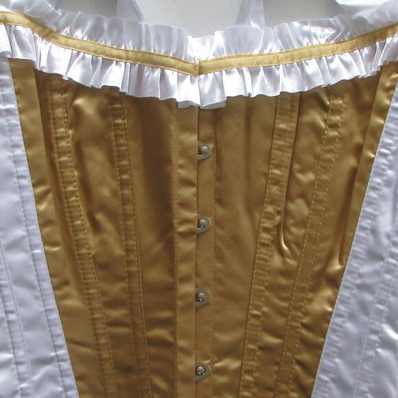 Gold White Ruffled Boned Corset - NEW - Picture 3 of 11